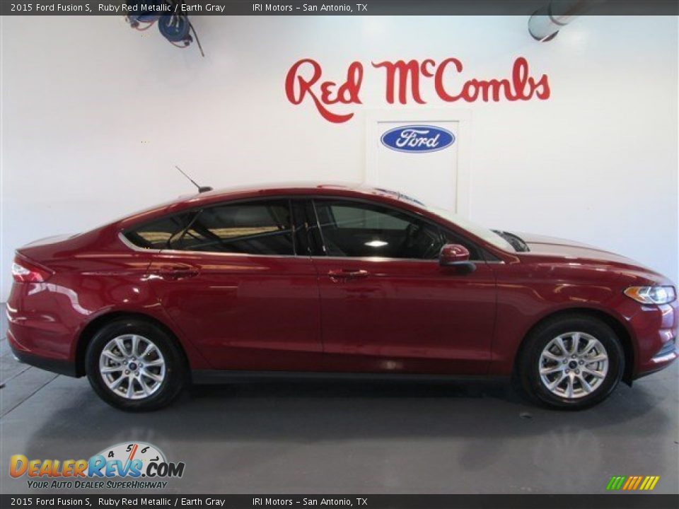 2015 Ford Fusion S Ruby Red Metallic / Earth Gray Photo #8
