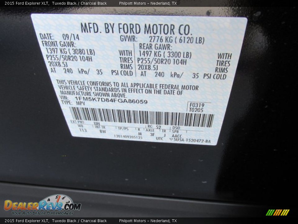 2015 Ford Explorer XLT Tuxedo Black / Charcoal Black Photo #36