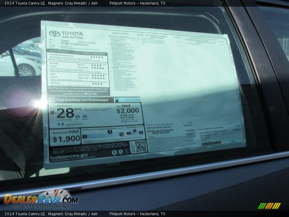 2014 Toyota Camry LE Magnetic Gray Metallic / Ash Photo #33