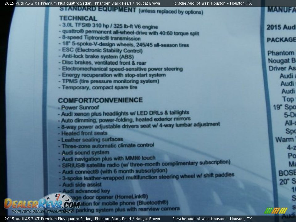 2015 Audi A6 3.0T Premium Plus quattro Sedan Phantom Black Pearl / Nougat Brown Photo #36