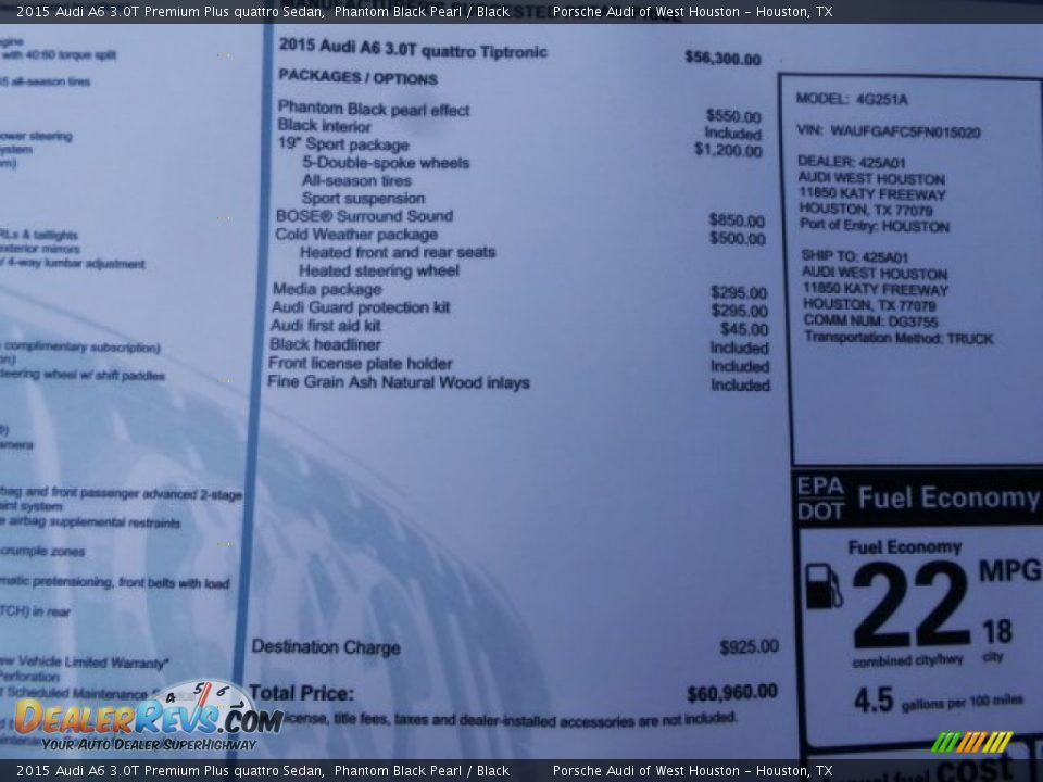 2015 Audi A6 3.0T Premium Plus quattro Sedan Phantom Black Pearl / Black Photo #35