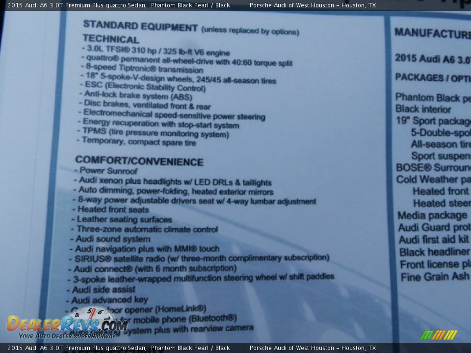 2015 Audi A6 3.0T Premium Plus quattro Sedan Phantom Black Pearl / Black Photo #36