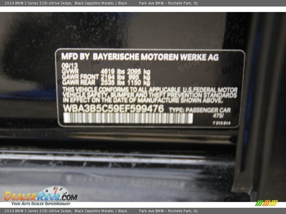 2014 BMW 3 Series 328i xDrive Sedan Black Sapphire Metallic / Black Photo #35