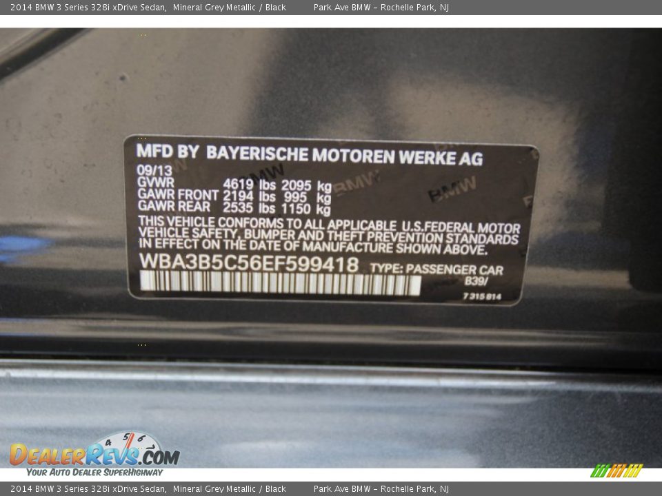 2014 BMW 3 Series 328i xDrive Sedan Mineral Grey Metallic / Black Photo #35