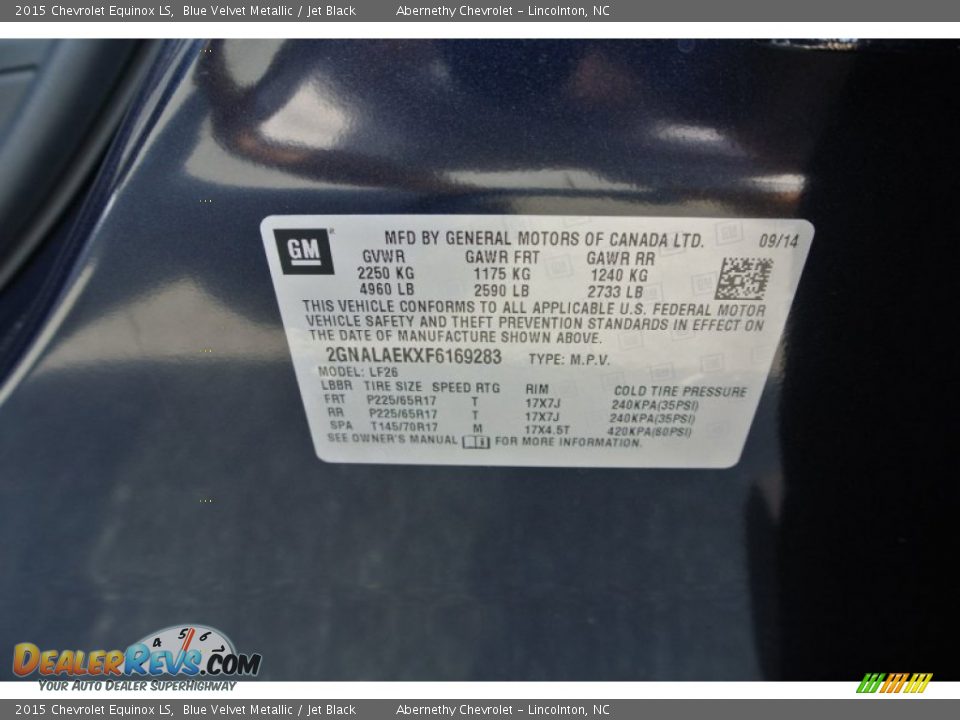 2015 Chevrolet Equinox LS Blue Velvet Metallic / Jet Black Photo #7