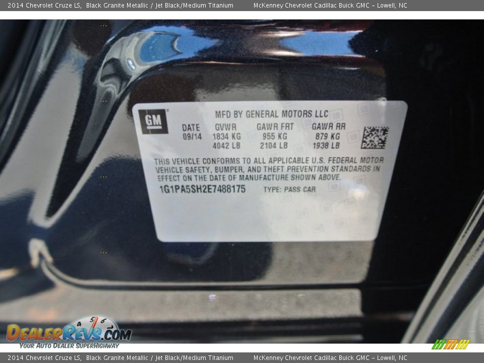 2014 Chevrolet Cruze LS Black Granite Metallic / Jet Black/Medium Titanium Photo #7