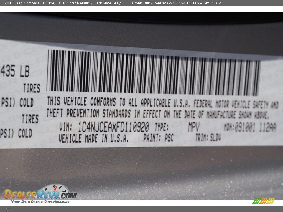 Jeep Color Code PSC Billet Silver Metallic