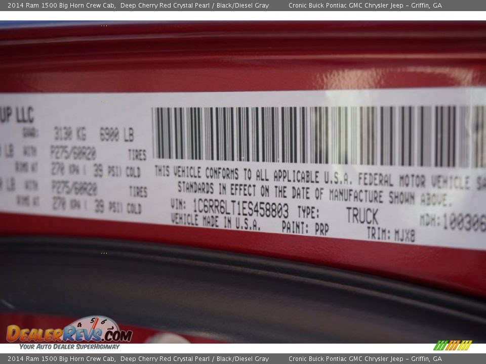 2014 Ram 1500 Big Horn Crew Cab Deep Cherry Red Crystal Pearl / Black/Diesel Gray Photo #18