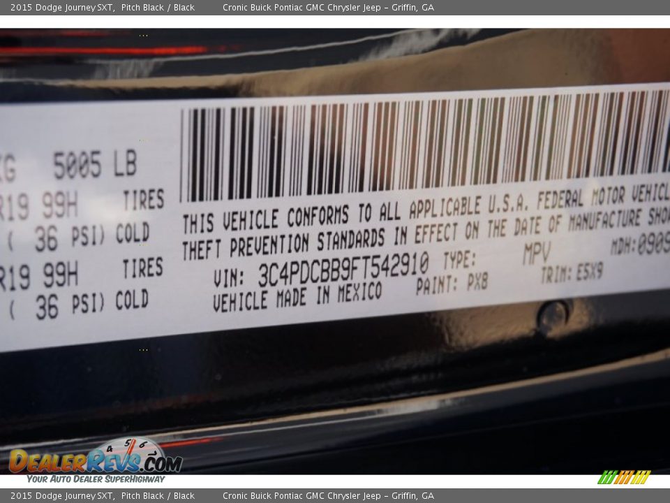 2015 Dodge Journey SXT Pitch Black / Black Photo #17