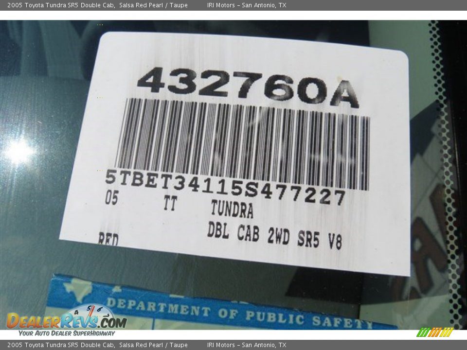 2005 Toyota Tundra SR5 Double Cab Salsa Red Pearl / Taupe Photo #18