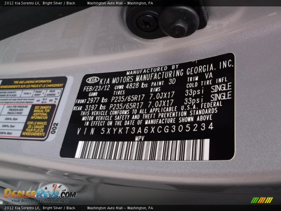 2012 Kia Sorento LX Bright Silver / Black Photo #19