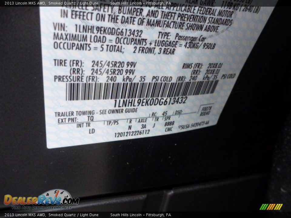 2013 Lincoln MKS AWD Smoked Quartz / Light Dune Photo #17