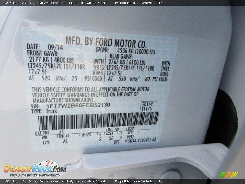 2015 Ford F250 Super Duty XL Crew Cab 4x4 Oxford White / Steel Photo #35