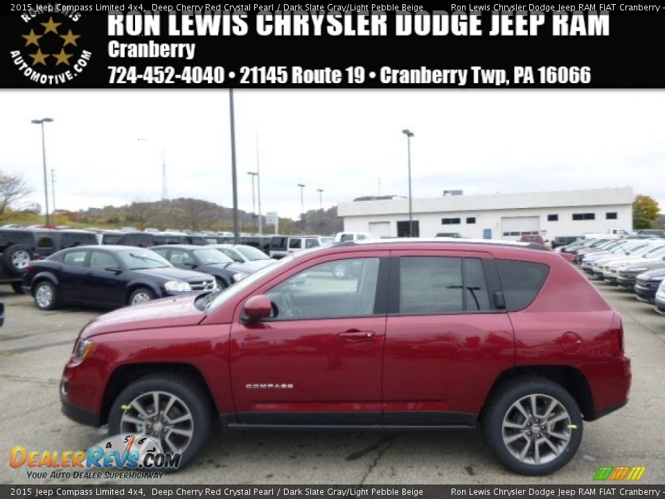 2015 Jeep Compass Limited 4x4 Deep Cherry Red Crystal Pearl / Dark Slate Gray/Light Pebble Beige Photo #1