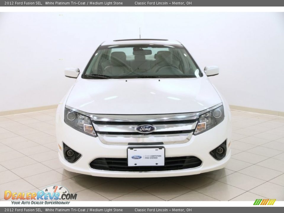 2012 Ford Fusion SEL White Platinum Tri-Coat / Medium Light Stone Photo #2