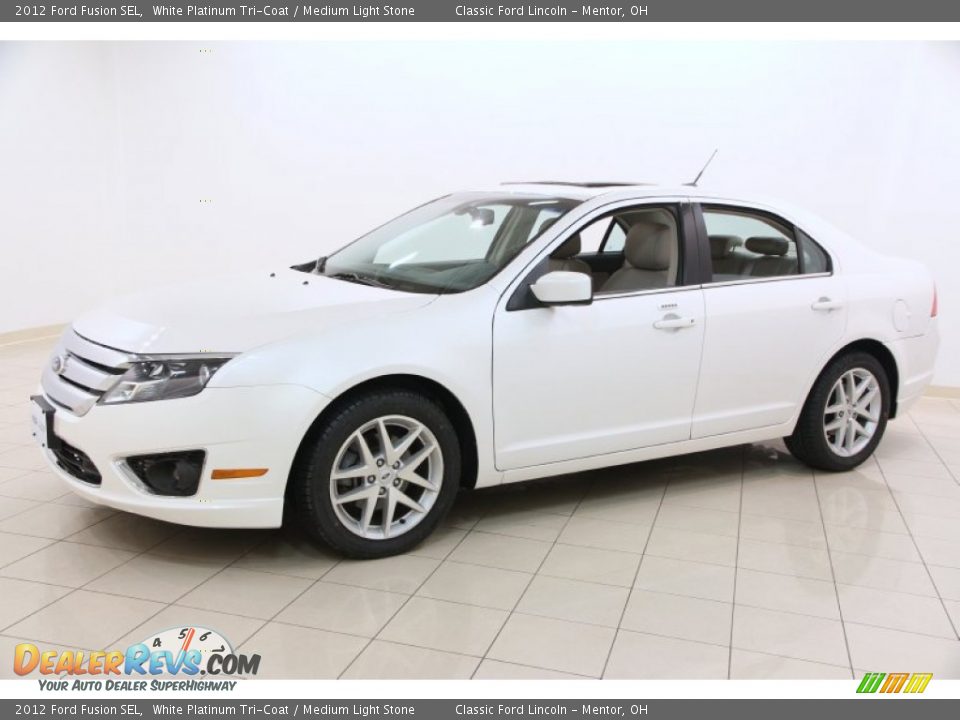 2012 Ford Fusion SEL White Platinum Tri-Coat / Medium Light Stone Photo #3