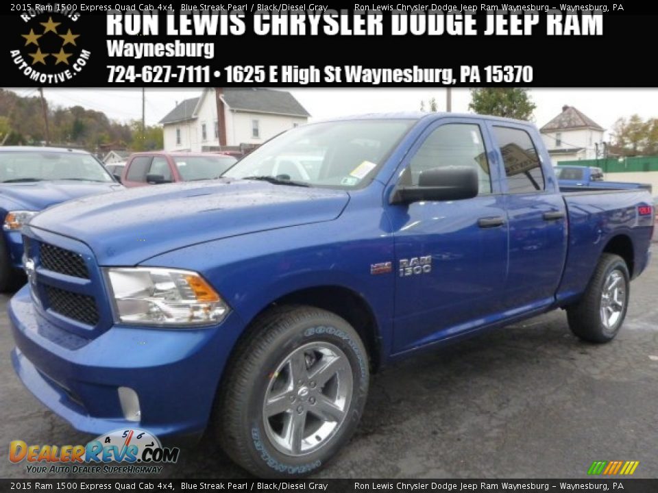 2015 Ram 1500 Express Quad Cab 4x4 Blue Streak Pearl / Black/Diesel Gray Photo #1