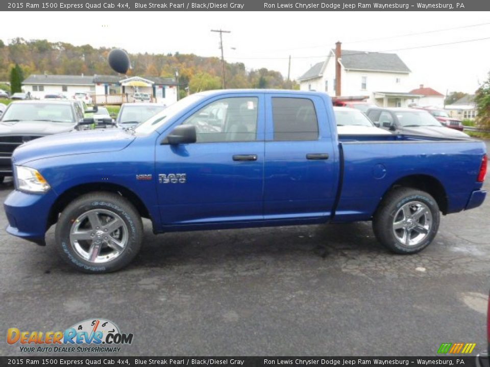 2015 Ram 1500 Express Quad Cab 4x4 Blue Streak Pearl / Black/Diesel Gray Photo #2