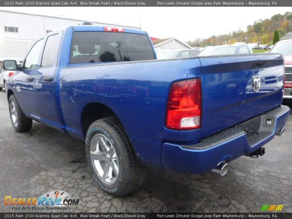 2015 Ram 1500 Express Quad Cab 4x4 Blue Streak Pearl / Black/Diesel Gray Photo #3