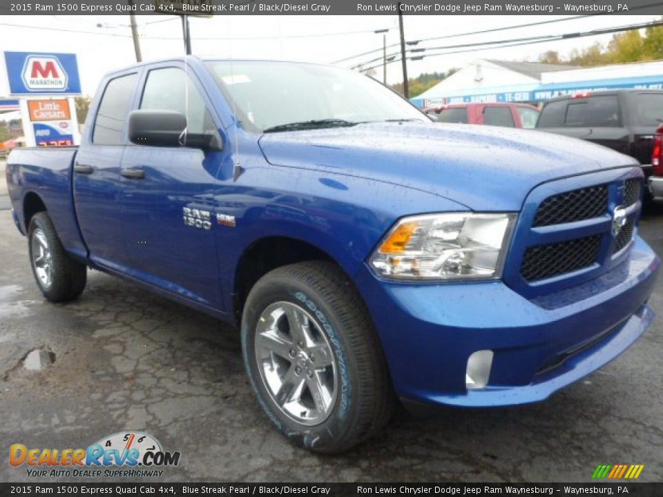 2015 Ram 1500 Express Quad Cab 4x4 Blue Streak Pearl / Black/Diesel Gray Photo #9