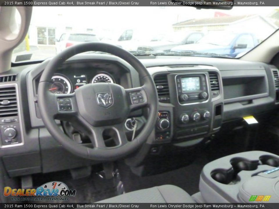 2015 Ram 1500 Express Quad Cab 4x4 Blue Streak Pearl / Black/Diesel Gray Photo #14