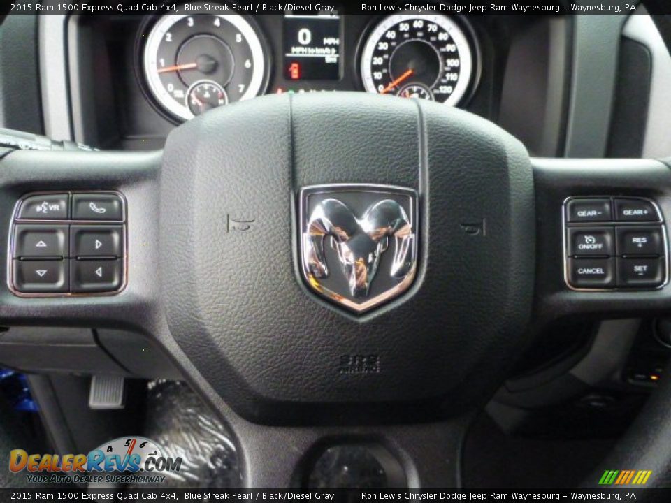 2015 Ram 1500 Express Quad Cab 4x4 Blue Streak Pearl / Black/Diesel Gray Photo #16