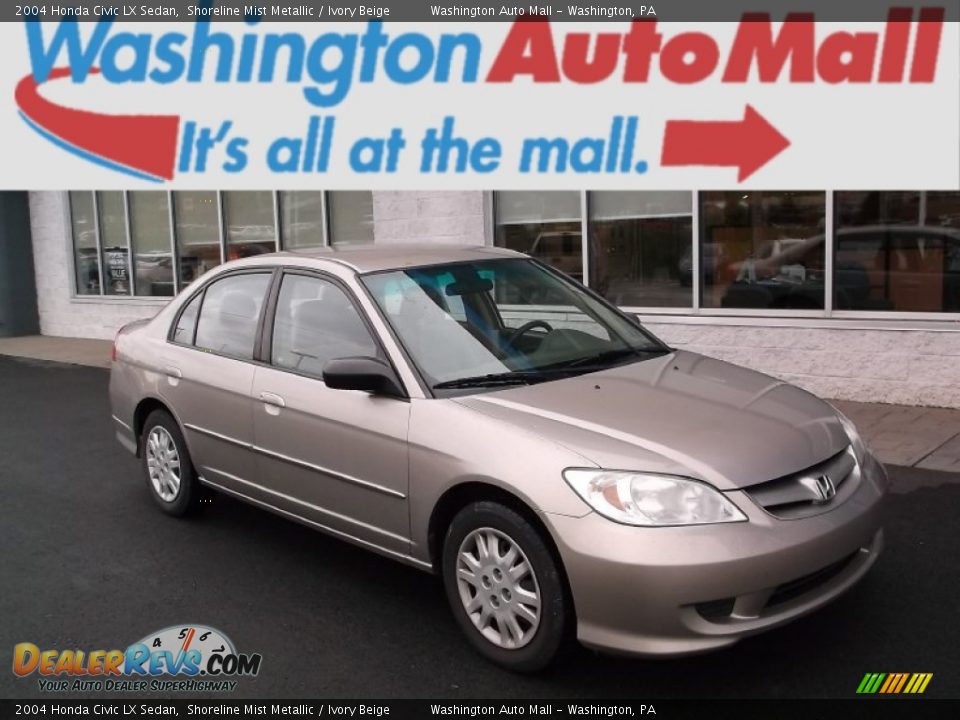 2004 Honda Civic LX Sedan Shoreline Mist Metallic / Ivory Beige Photo #1