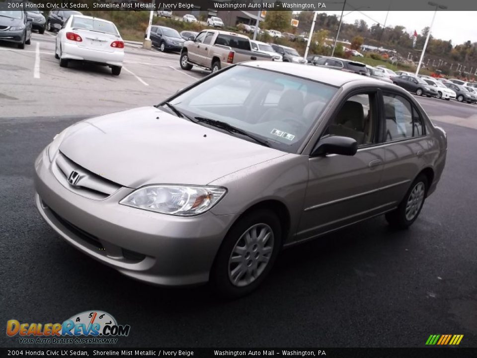 2004 Honda Civic LX Sedan Shoreline Mist Metallic / Ivory Beige Photo #4