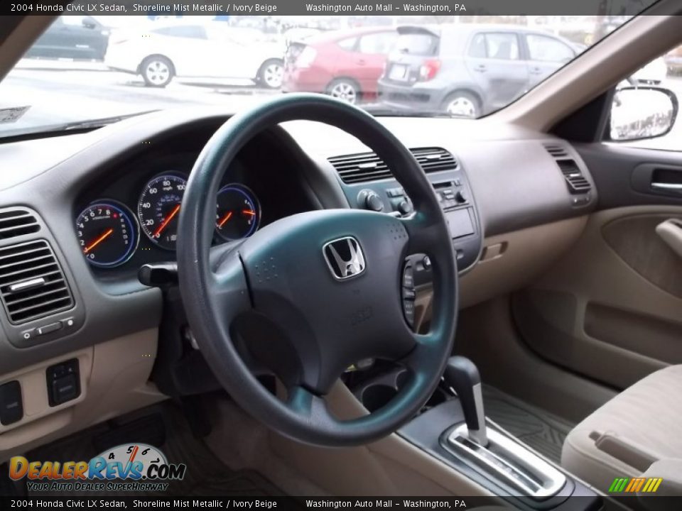2004 Honda Civic LX Sedan Shoreline Mist Metallic / Ivory Beige Photo #11