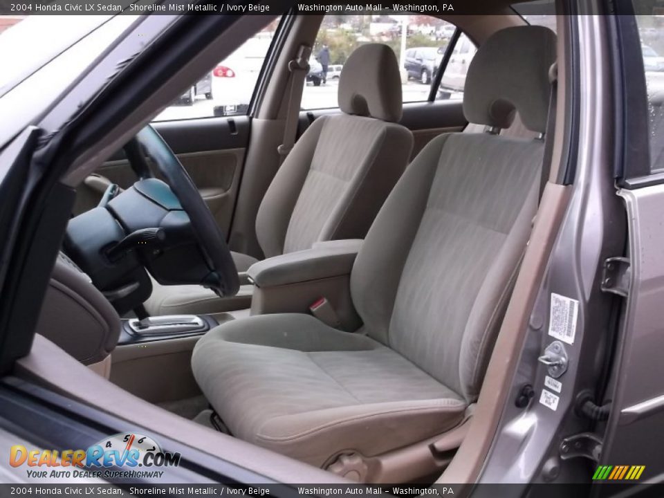 2004 Honda Civic LX Sedan Shoreline Mist Metallic / Ivory Beige Photo #12