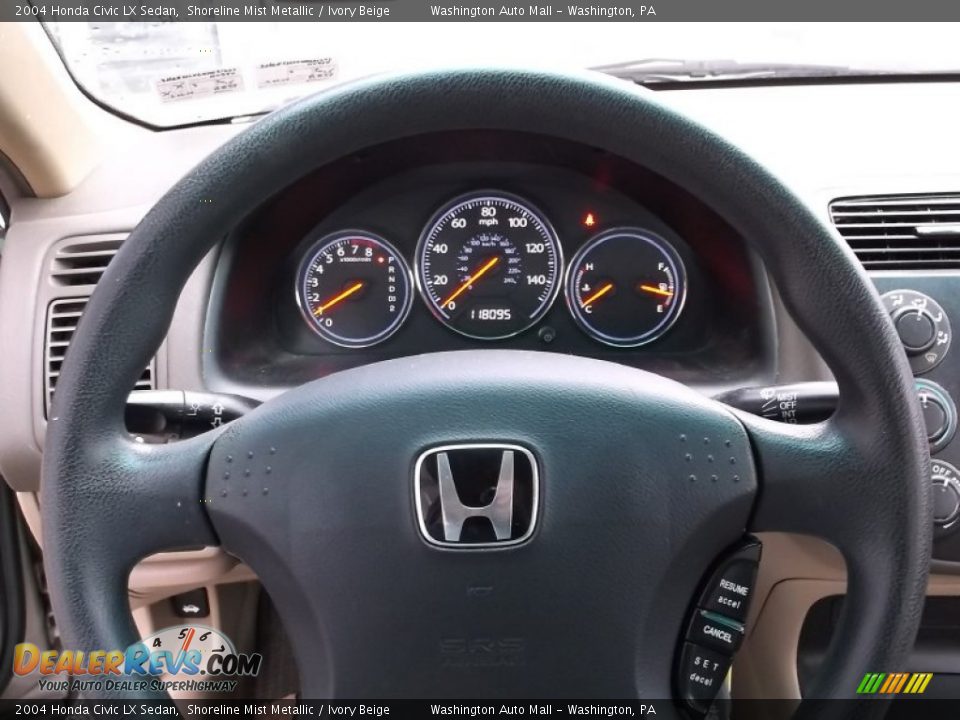 2004 Honda Civic LX Sedan Shoreline Mist Metallic / Ivory Beige Photo #16