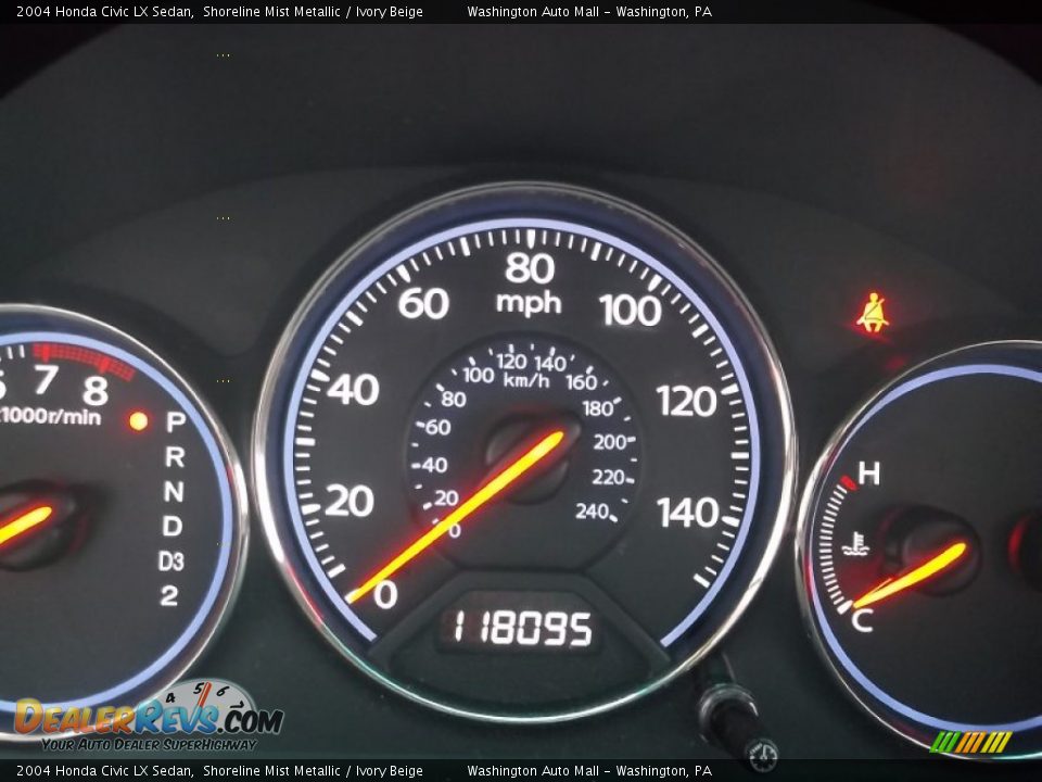 2004 Honda Civic LX Sedan Shoreline Mist Metallic / Ivory Beige Photo #20