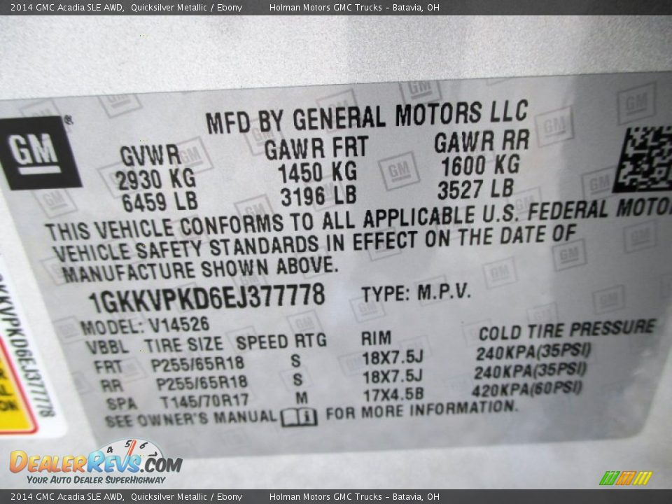 2014 GMC Acadia SLE AWD Quicksilver Metallic / Ebony Photo #4