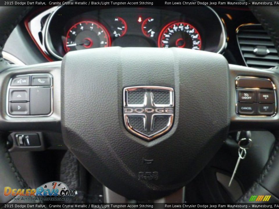 2015 Dodge Dart Rallye Granite Crystal Metallic / Black/Light Tungsten Accent Stitching Photo #16