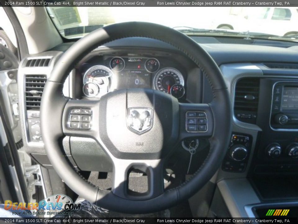 2014 Ram 1500 SLT Crew Cab 4x4 Bright Silver Metallic / Black/Diesel Gray Photo #19