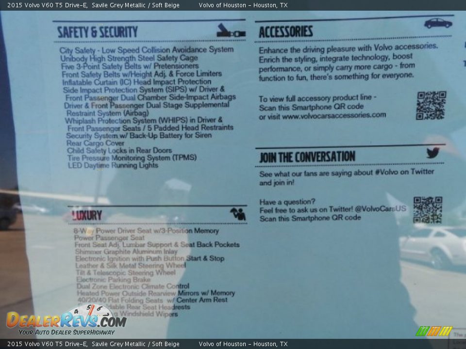 2015 Volvo V60 T5 Drive-E Window Sticker Photo #34