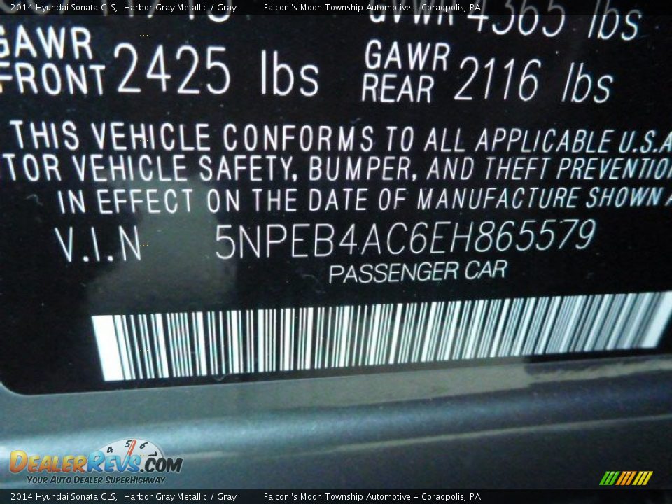 2014 Hyundai Sonata GLS Harbor Gray Metallic / Gray Photo #17