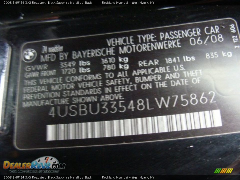 2008 BMW Z4 3.0i Roadster Black Sapphire Metallic / Black Photo #31