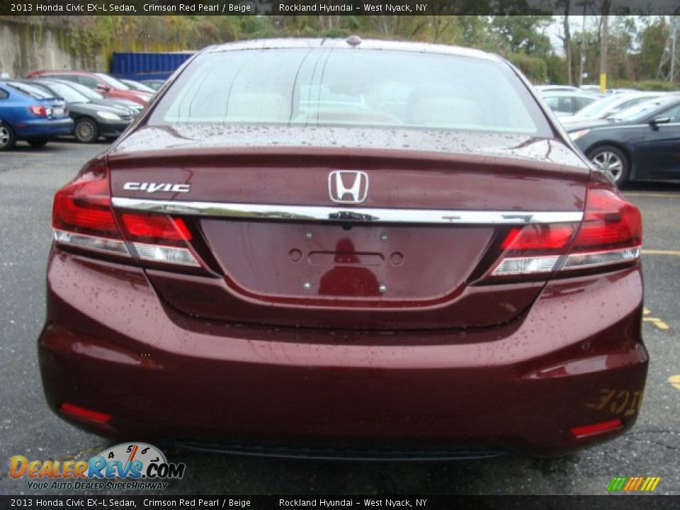 2013 Honda Civic EX-L Sedan Crimson Red Pearl / Beige Photo #5
