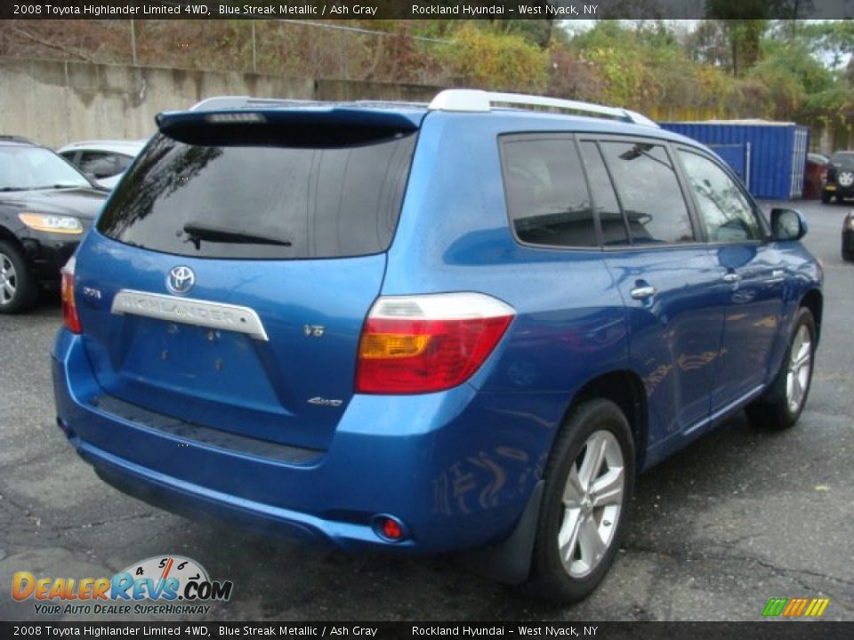 2008 Toyota Highlander Limited 4WD Blue Streak Metallic / Ash Gray Photo #4