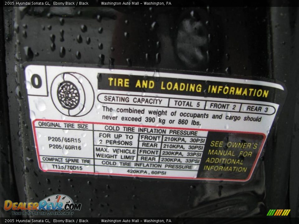 2005 Hyundai Sonata GL Ebony Black / Black Photo #18