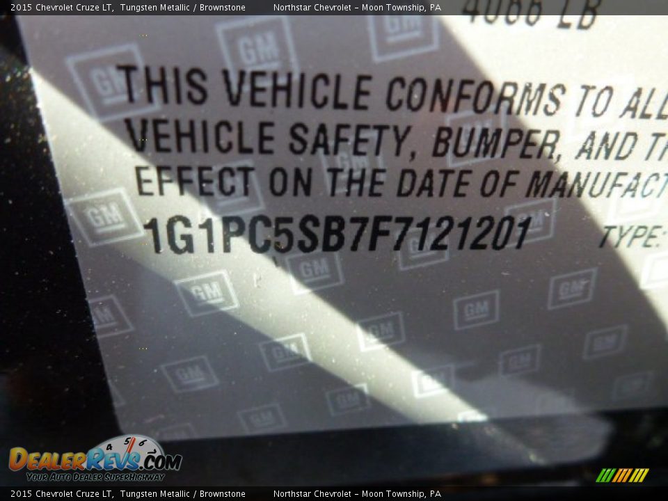 2015 Chevrolet Cruze LT Tungsten Metallic / Brownstone Photo #13