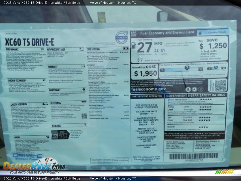 2015 Volvo XC60 T5 Drive-E Window Sticker Photo #32