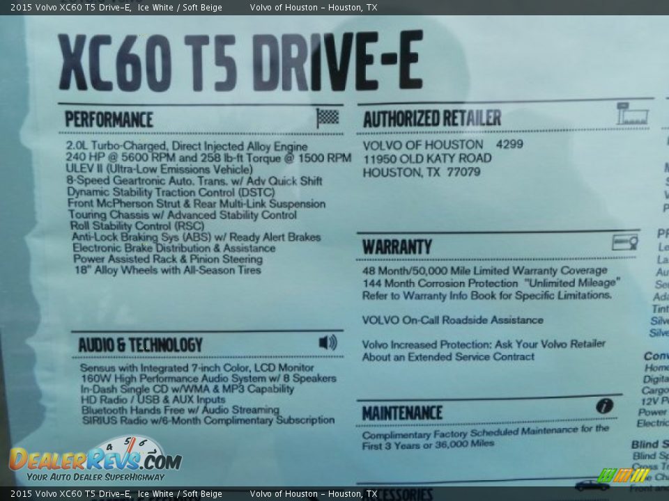 2015 Volvo XC60 T5 Drive-E Window Sticker Photo #34