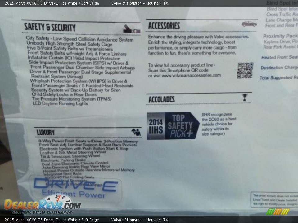 2015 Volvo XC60 T5 Drive-E Ice White / Soft Beige Photo #35