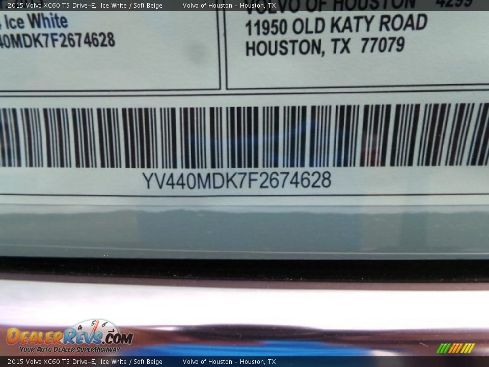 2015 Volvo XC60 T5 Drive-E Ice White / Soft Beige Photo #36