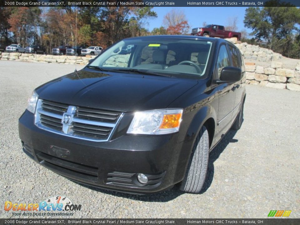 2008 Dodge Grand Caravan SXT Brilliant Black Crystal Pearl / Medium Slate Gray/Light Shale Photo #2