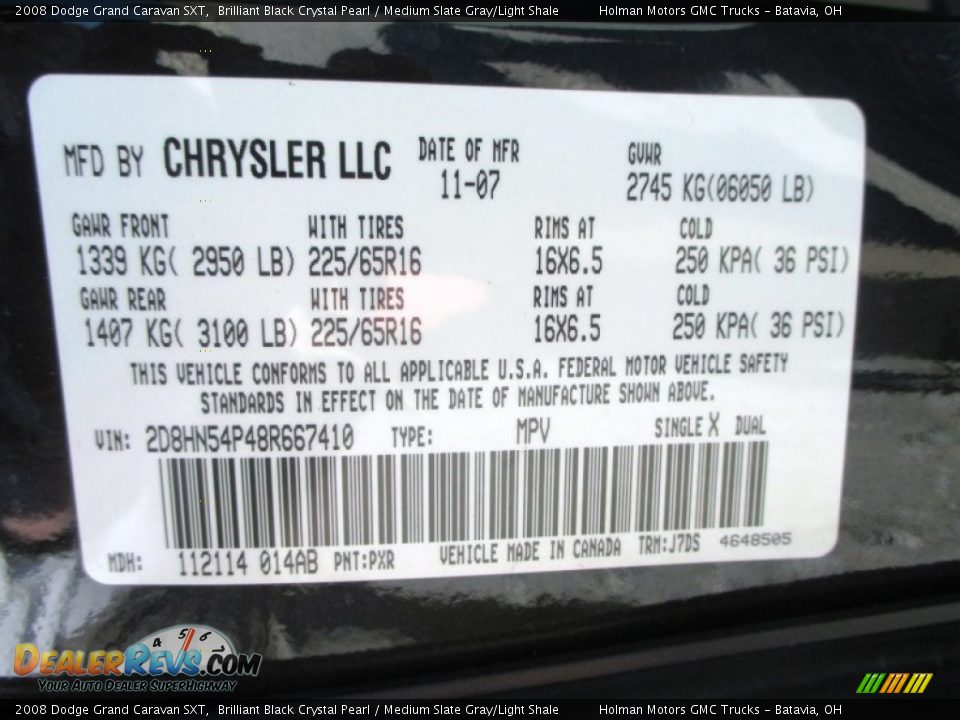 2008 Dodge Grand Caravan SXT Brilliant Black Crystal Pearl / Medium Slate Gray/Light Shale Photo #6