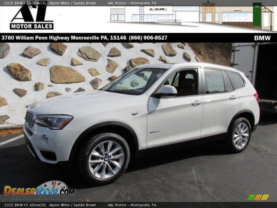 2015 BMW X3 xDrive28i Alpine White / Saddle Brown Photo #1
