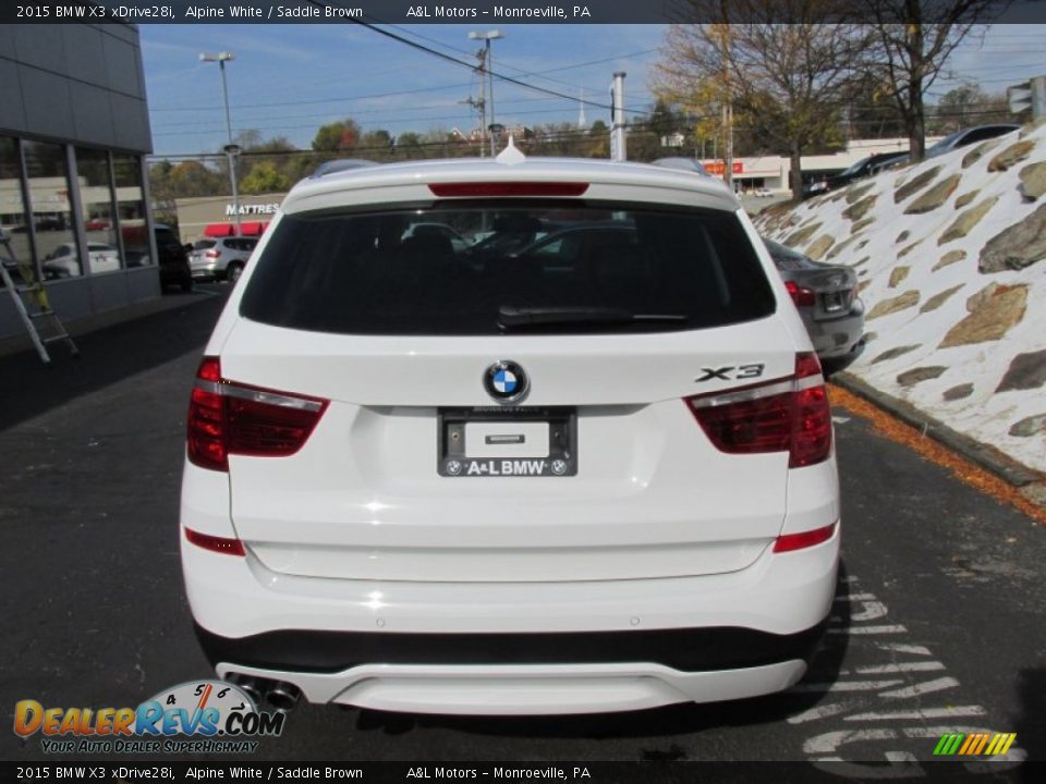 2015 BMW X3 xDrive28i Alpine White / Saddle Brown Photo #5